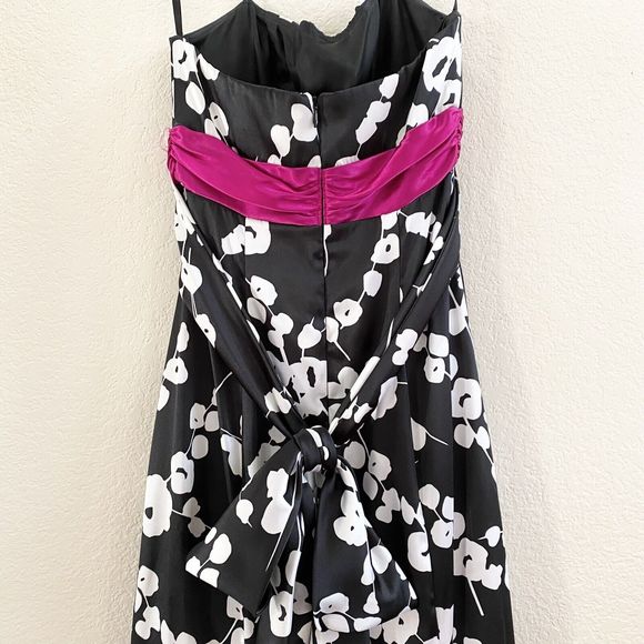 Betsy and Adam Formal Dress Size 4 Linda Bernell Black Floral Prom Halter - Picture 10 of 12